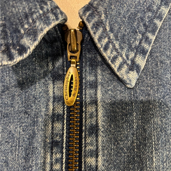 VTG CJ Banks Blue Jean Denim Floral Antique China Embroidered Zip Up Jacket - Picture 7 of 7